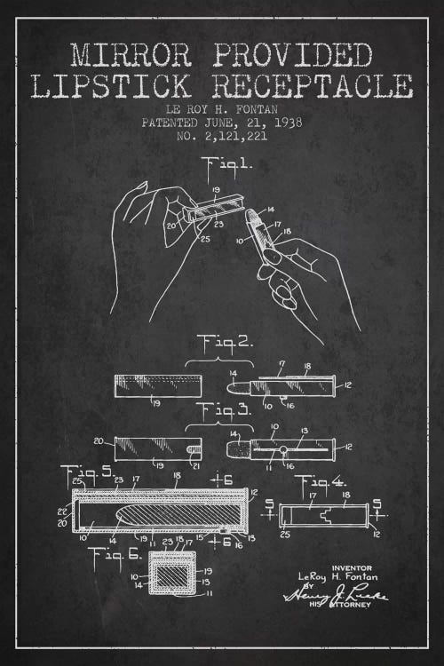 Mirror Provided Lipstick Charcoal Patent Blueprint