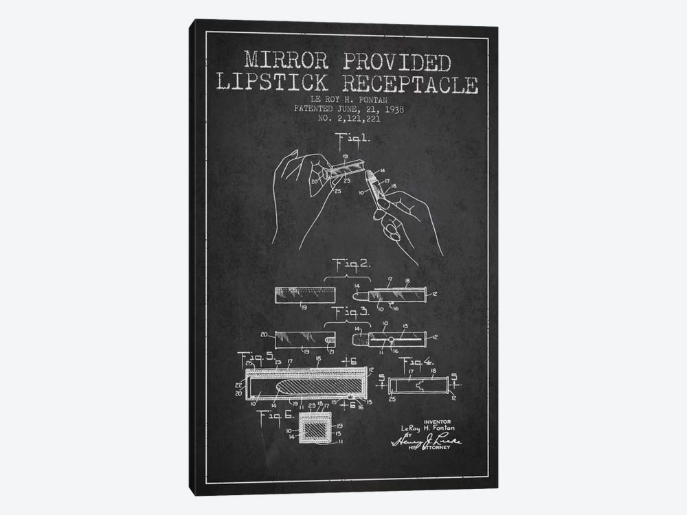Mirror Provided Lipstick Charcoal Patent Blueprint by Aged Pixel 1-piece Canvas Art Print