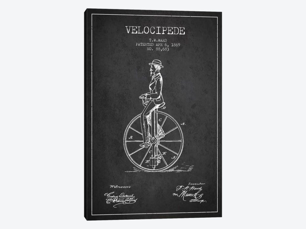 Ward Velocipede Charcoal Patent Blueprint by Aged Pixel 1-piece Art Print