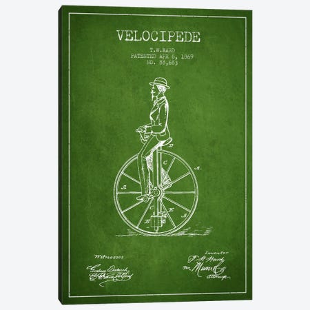 Ward Velocipede Green Patent Blueprint Canvas Print #ADP2591} by Aged Pixel Canvas Artwork