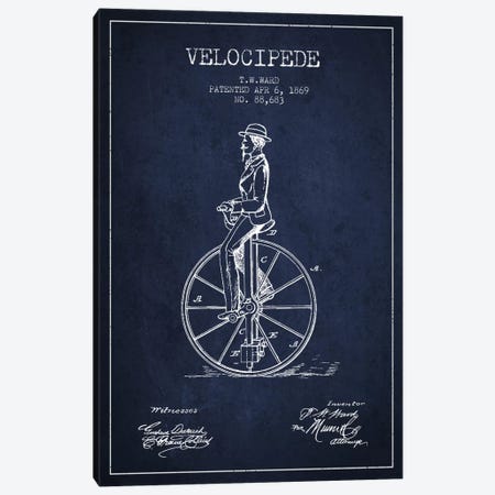 Ward Velocipede Navy Blue Patent Blueprint Canvas Print #ADP2592} by Aged Pixel Canvas Artwork