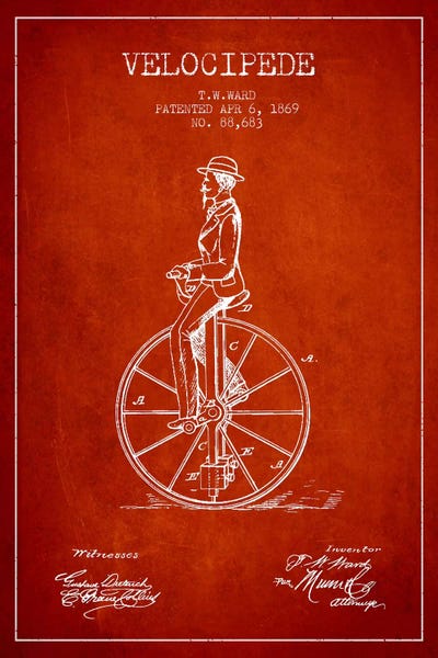 Ward Velocipede Red Patent Blueprint