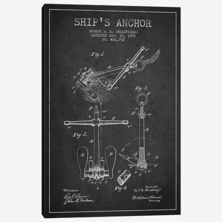 Anchor Charcoal Patent Blueprint Canvas Print #ADP2595} by Aged Pixel Canvas Art Print