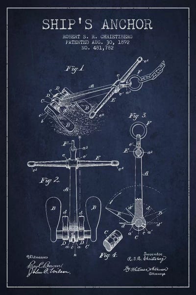 Aged Pixel: Anchor Navy Blue Patent Blueprint by Aged Pixel