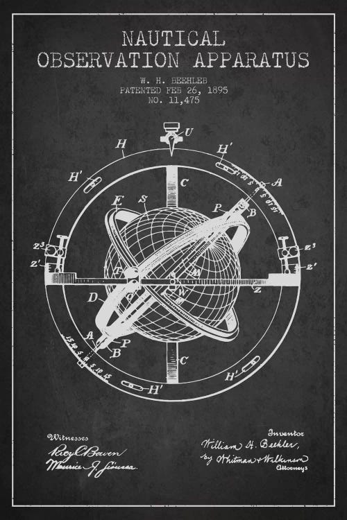 Nautical Observation Apparatus Charcoal Patent Blueprint