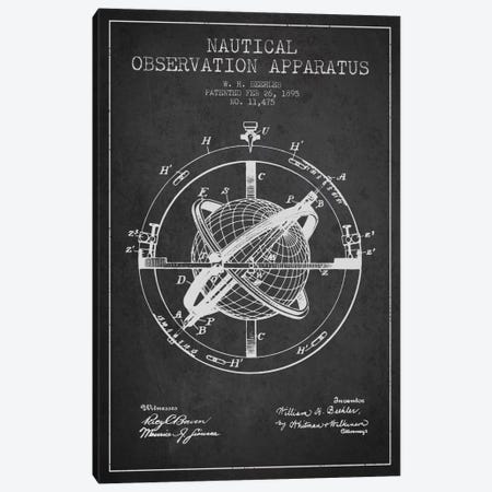 Nautical Observation Apparatus Charcoal Patent Blueprint Canvas Print #ADP2600} by Aged Pixel Canvas Wall Art