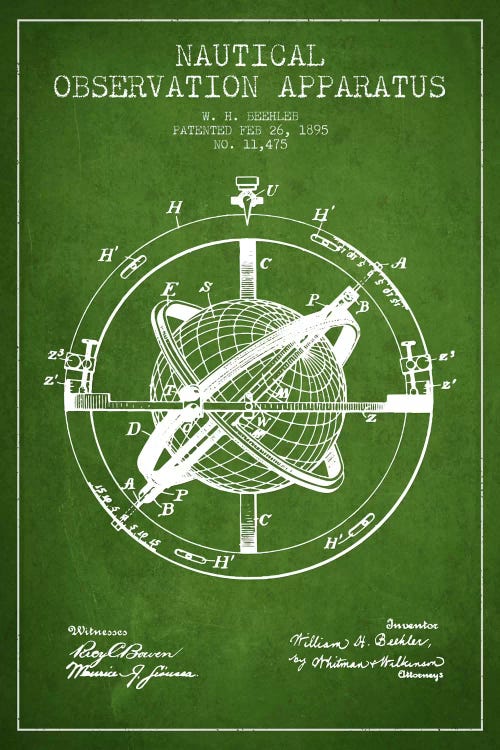 Nautical Observation Apparatus Green Patent Blueprint