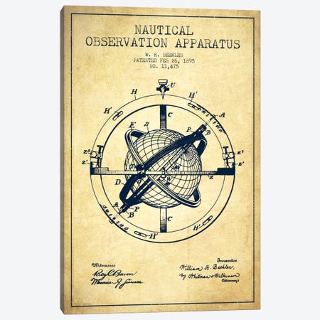 Nautical Observation Apparatus Vintage Patent Blueprint Canvas Print #ADP2604} by Aged Pixel Canvas Print
