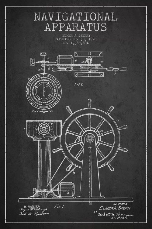 Navigational Apparatus Charcoal Patent Blueprint