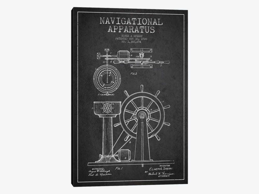 Navigational Apparatus Charcoal Patent Blueprint by Aged Pixel 1-piece Art Print