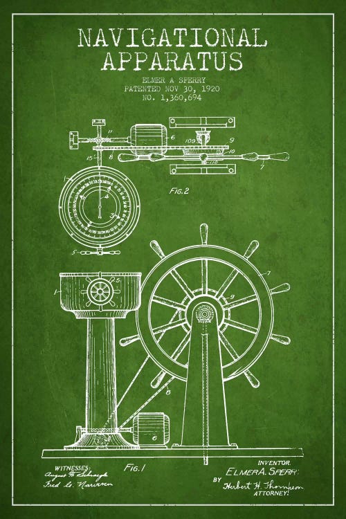 Navigational Apparatus Green Patent Blueprint