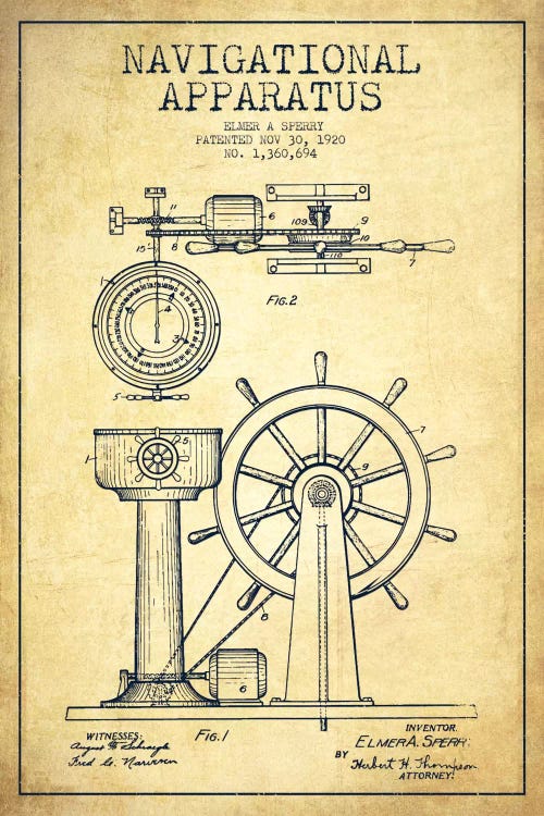 Navigational Apparatus Vintage Patent Blueprint