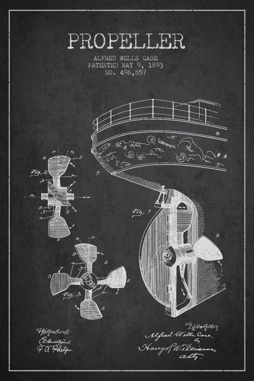 Propeller Charcoal Patent Blueprint