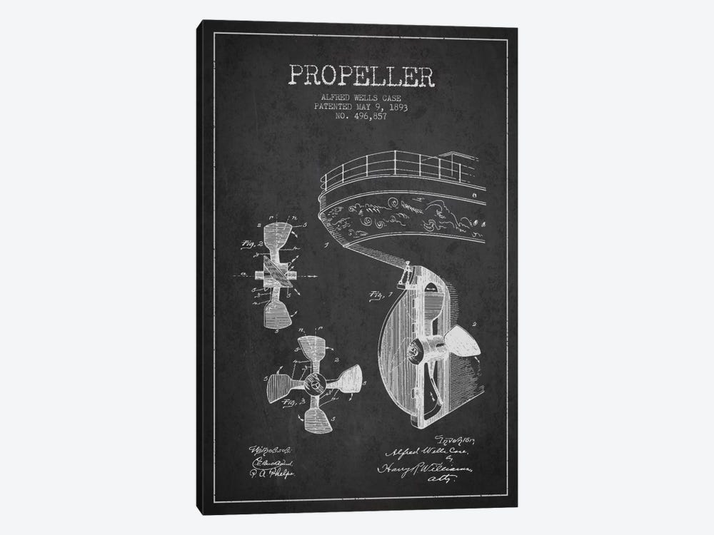 Propeller Charcoal Patent Blueprint by Aged Pixel 1-piece Art Print