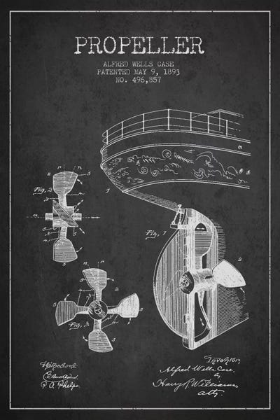 Aged Pixel: Propeller Charcoal Patent Blueprint by Aged Pixel