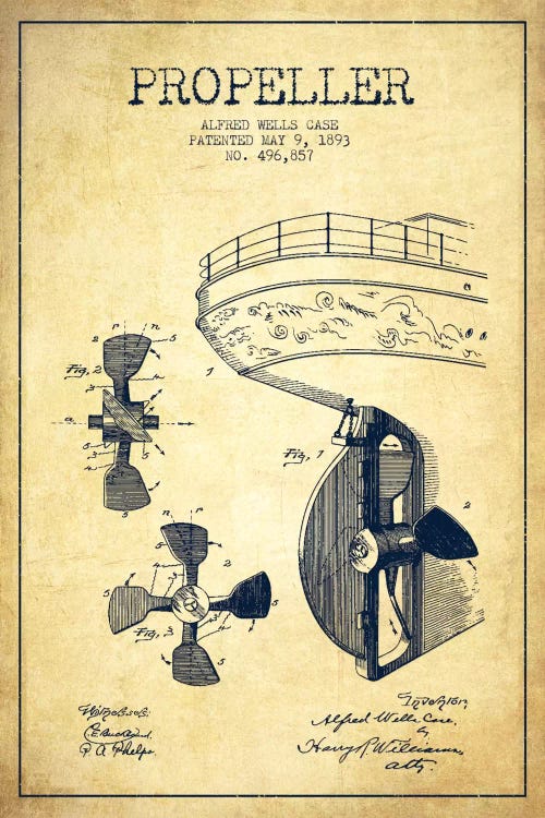 Propeller Vintage Patent Blueprint by Aged Pixel wall art