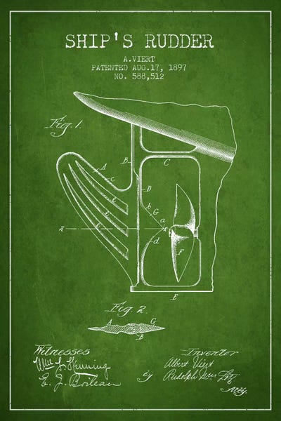 Rudder Green Patent Blueprint