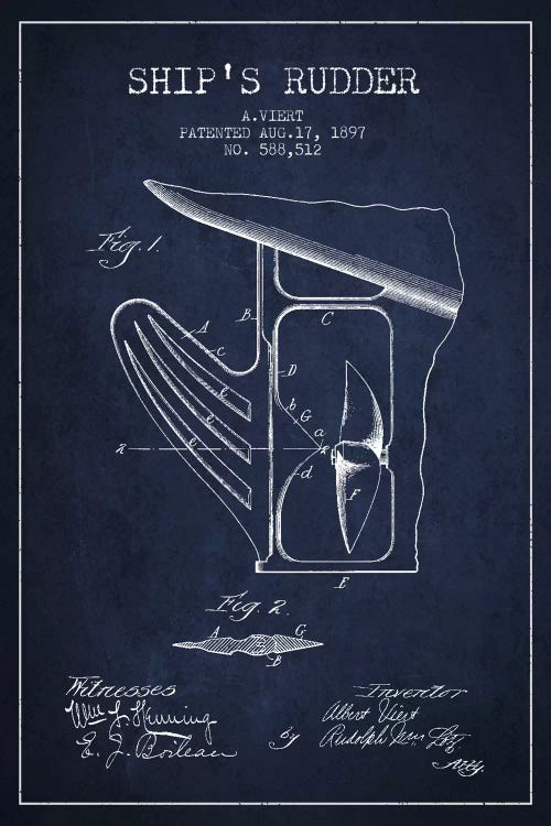 Rudder Navy Blue Patent Blueprint