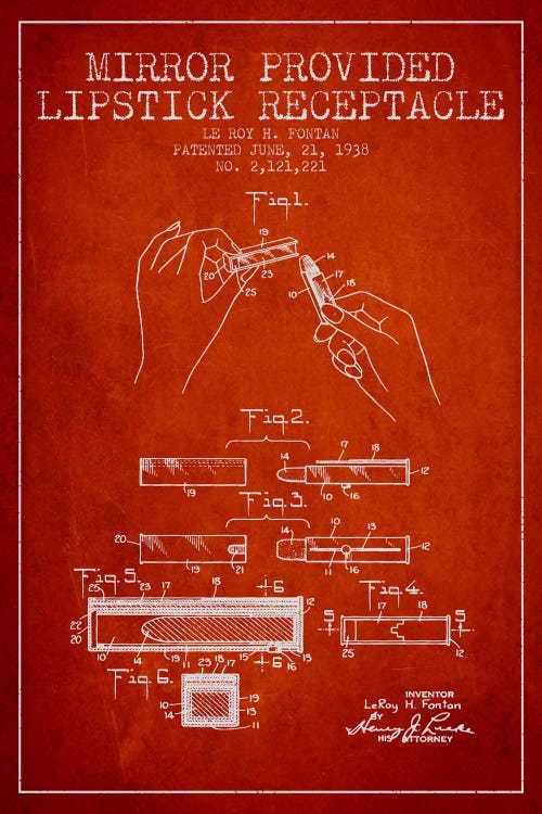 Mirror Provided Lipstick Red Patent Blueprint