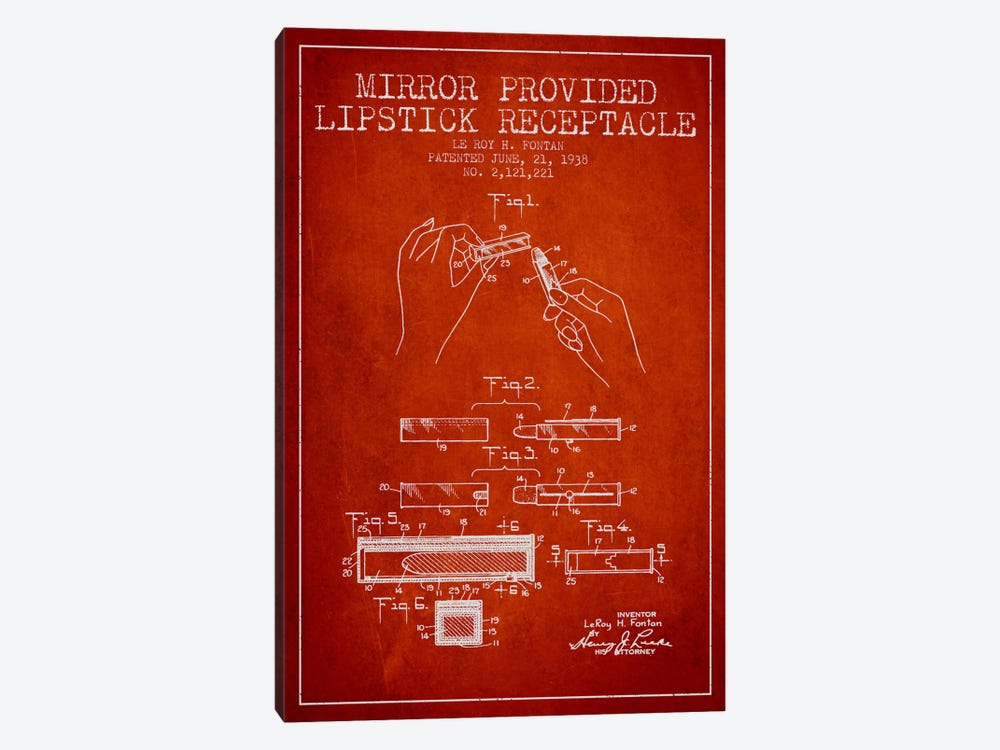 Mirror Provided Lipstick Red Patent Blueprint by Aged Pixel 1-piece Art Print
