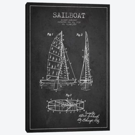Sailboat Charcoal Patent Blueprint Canvas Print #ADP2620} by Aged Pixel Canvas Artwork