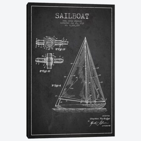 Sailboat Charcoal Patent Blueprint Canvas Print #ADP2625} by Aged Pixel Canvas Print