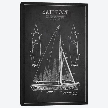 Sailboat Charcoal Patent Blueprint Canvas Print #ADP2630} by Aged Pixel Art Print
