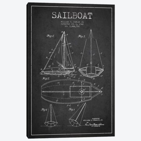Sailboat Charcoal Patent Blueprint Canvas Print #ADP2635} by Aged Pixel Canvas Art