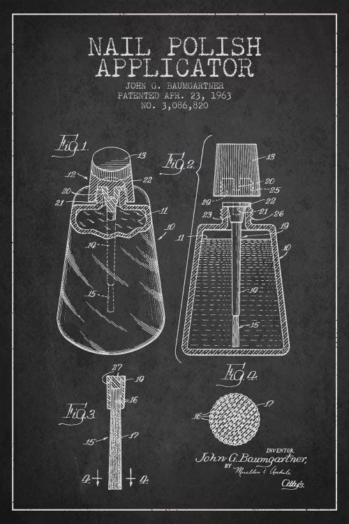 Nail Polish Applicator Charcoal Patent Blueprint