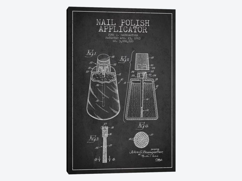 Nail Polish Applicator Charcoal Patent Blueprint 1-piece Art Print