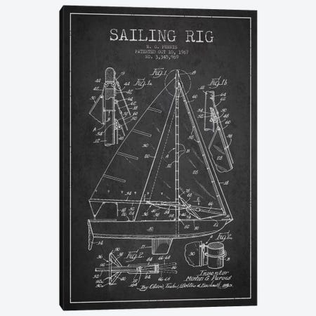 Sailboat Charcoal Patent Blueprint Canvas Print #ADP2640} by Aged Pixel Canvas Wall Art