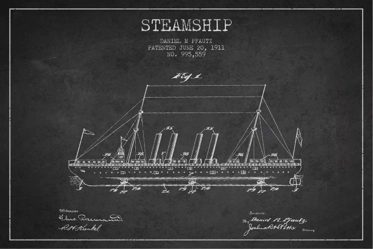 Steamship Charcoal Patent Blueprint