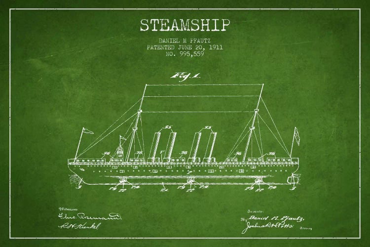 Steamship Green Patent Blueprint