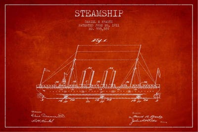 Steamship Red Patent Blueprint by Aged Pixel canvas print