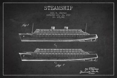 Steamship Charcoal Patent Blueprint by Aged Pixel canvas print