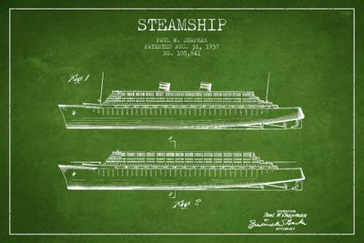 Steamship Green Patent Blueprint by Aged Pixel canvas print