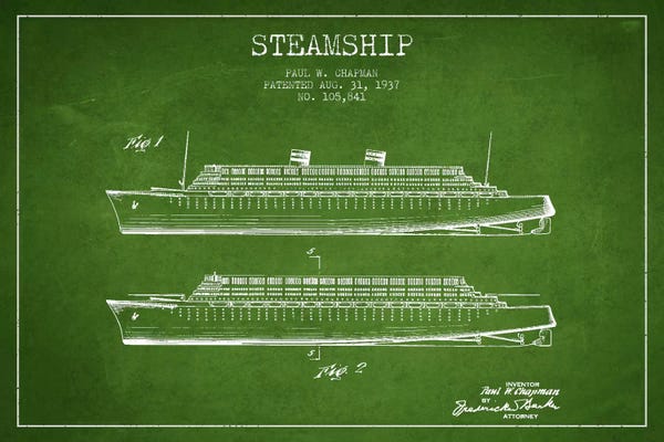 Steamship Green Patent Blueprint
