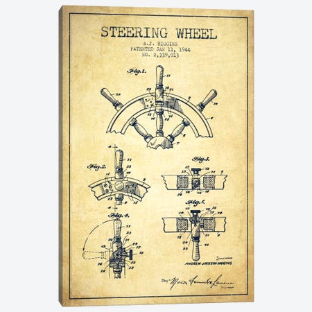 Steering Wheel Vintage Patent Blueprint Canvas Print #ADP2659} by Aged Pixel Canvas Print