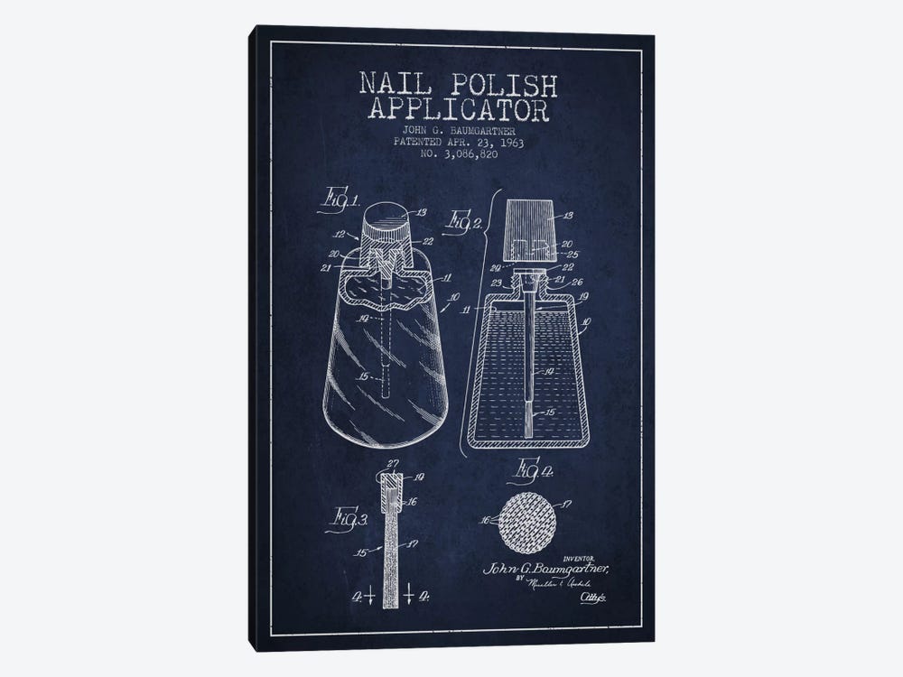 Nail Applicator Navy Blue Patent Blueprint by Aged Pixel 1-piece Art Print