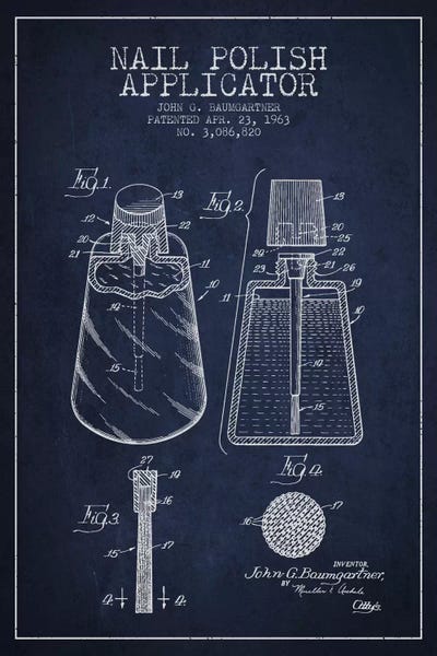 Beauty & Personal Care Blueprints: Nail Applicator Navy Blue Patent Blueprint by Aged Pixel