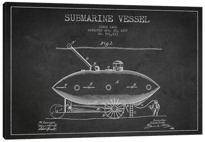 Submarine Vessel Charcoal Patent Blueprint Canvas Art Print - Military Art