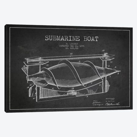 Submarine Vessel Charcoal Patent Blueprint Canvas Print #ADP2665} by Aged Pixel Art Print