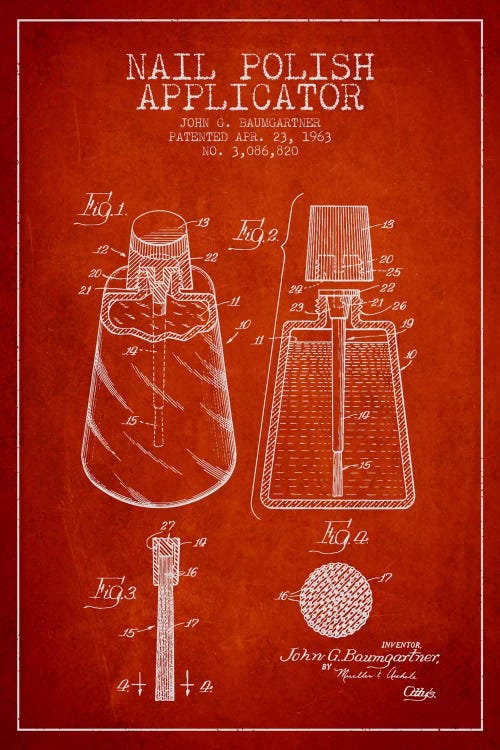 Nail Polish Applicator Red Patent Blueprint