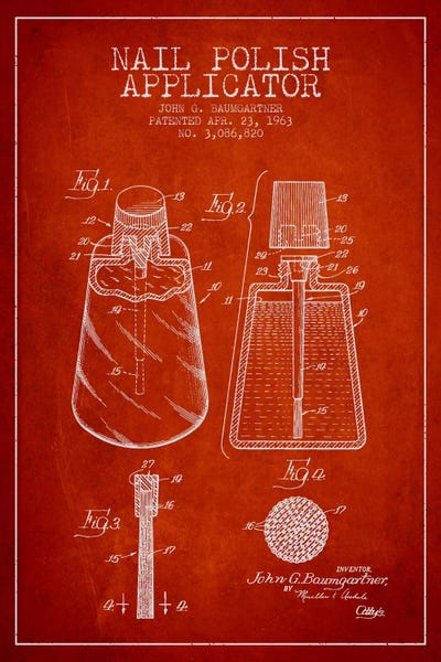Beauty & Personal Care Blueprints: Nail Polish Applicator Red Patent Blueprint by Aged Pixel