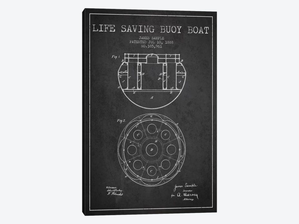 Lifebuoy Charcoal Patent Blueprint by Aged Pixel 1-piece Art Print