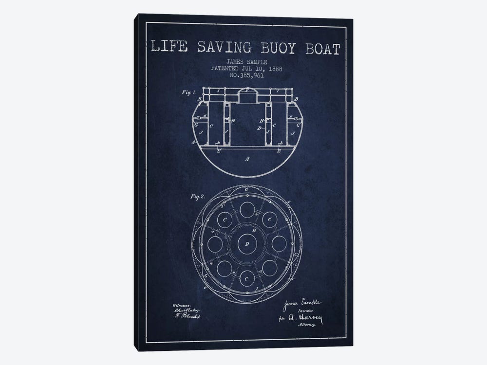 Lifebuoy Navy Blue Patent Blueprint by Aged Pixel 1-piece Art Print