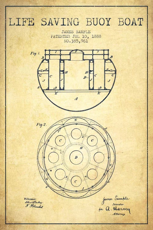 Lifebuoy Vintage Patent Blueprint by Aged Pixel wall art