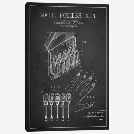 Nail Polish Kit Charcoal Patent Blueprint Canvas Print #ADP268} by Aged Pixel Art Print