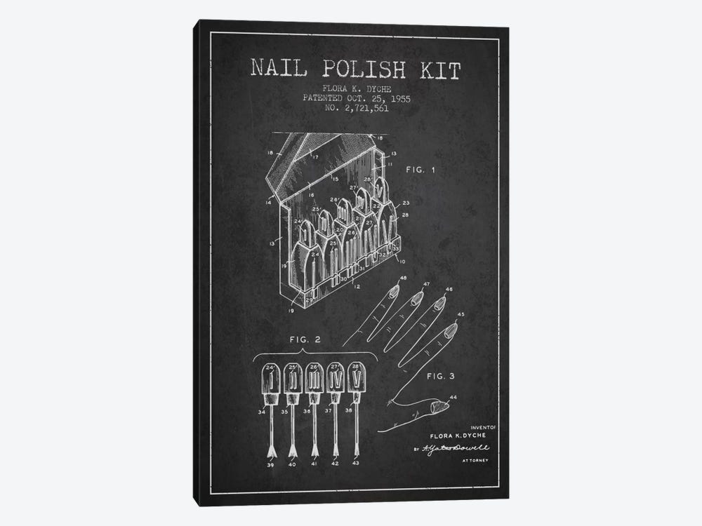 Nail Polish Kit Charcoal Patent Blueprint by Aged Pixel 1-piece Canvas Art