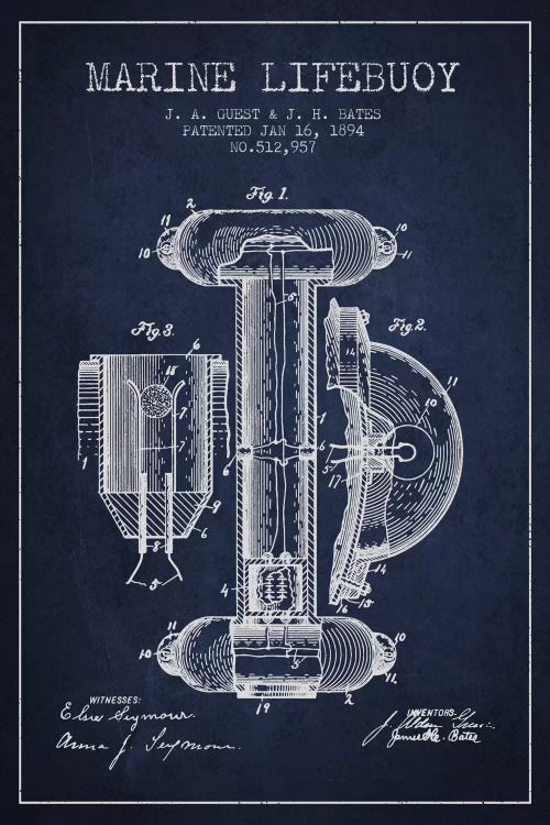 Marine Lifebuoy Marine Navy Blue Patent Blueprint